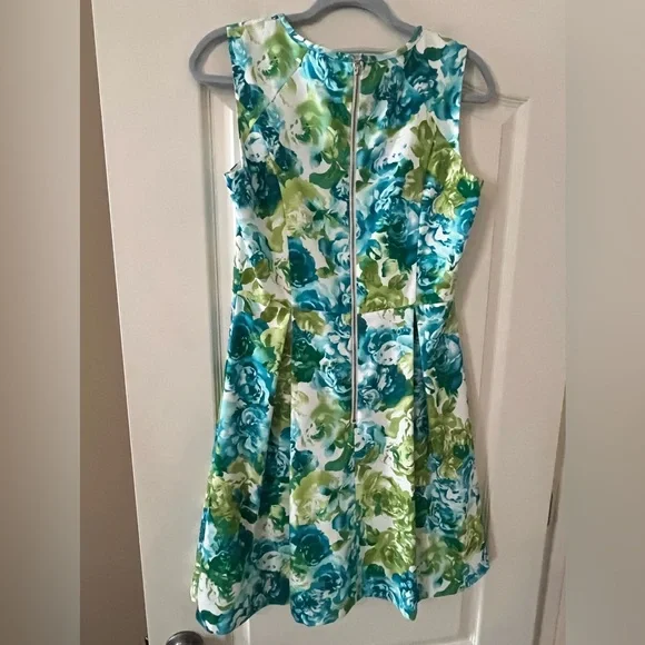 AGB Floral Midi Dress Blue & Green Women’s Size 4 - Picture 9 of 15